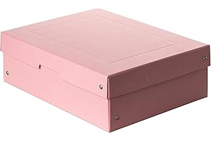 Falken - Ref. 22001888000F - PureBox Pastel - 1 boîte de rangement avec couvercle - emballage cadeau - sans plastique - format A4 - hauteur 100 mm - poignée découpée - entourée d'un ruban - rose vif