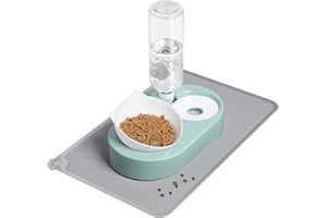 ALLILUYAA Gamelle Chat Sureleve,Mangeoirs et Abreuvoirs pour Chats,Gamelle pour Chat Surélevée avec Tapis Gamelle Chien,Inclinable à 15° Bol Anti Vomissement pour Chat,pour Chat et Chiots