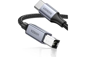 UGREEN USB B to USB C Printer Cable, Type B 2.0 Braided Data Lead for HP/Epson/Canon Printer, Scanner, Compatible with MacBook Pro, iMac, XPS, Acer, ASUS Laptops (1M)