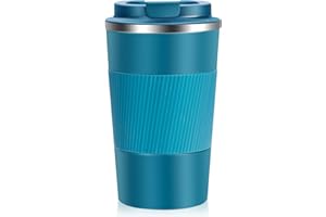 AITVSFAO Insulated Travel Mug, 380ml Coffee Cup With Leakproof Lid, Reusable Stainless Steel Mug for Hot Cold Drinks, Portable Thermal Cup for Car Outdoor Office, Blue