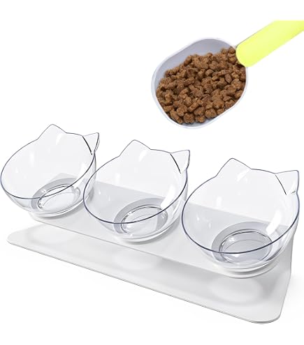 Ciotola Per Gatti HCHLQLZ Ciotole Per Gatti Ciotola Gatto - Ciotola Cane Con Supporto - Ciotole Per Gatti Rialzate Antivomito In Ceramica Set Di 2 Per Cibo Acqua - Perfetta Per Gatti - 9