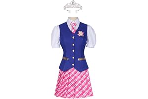 YANNY Margot Robbie Cosplay Uniform Krone Perücke Weiblich Barbie Kostüm Kurzarm Jacke Shirt für Halloween