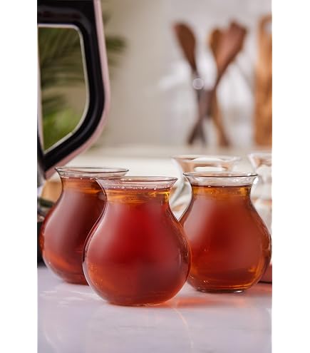 Red Co. Türkische Teetassen Set, 6 Stück – Transparentes Glas, 150 Ml, Mit Untertassen