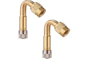 Gosknor 2pcs Tire Valve Extension, 45 Degree Tyre Schrader Valve Extension Adaptor Brass Tire Valve Stem Extenders Valve Stem Adapter for Cars Motorcycles Bicycles RV