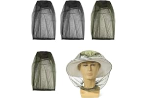 ‎PLABBDPL PLABBDPL 4 Stück Moskito Kopfnetz, Fliegennetz für Gesicht, Imkerei imker Anti-mücke Biene Bug Insekt Fly Maske Kappe Hut mit Kopf Net Mesh Gesichtsschutz Outdoor Angelausrüstung (Schwarz+Grün)