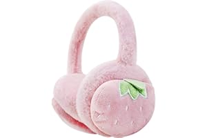 OhMill Cute Cartoon Earmuffs Warm Winter Fluffy Earflap Windproof Plush Earmuffs Adjustable Rabbit Penguin Strawberry Cactus Ear Cover for Girls Boys Outdoor Winter Ear Warmer Protector Headband