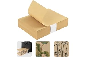 Flewdart 100pcs papel arroz A4 imprimible espesar, rice paper xuan imprimir para tinta china japonesa chinese calligraphy pintura, papel chino, 60g/m²(Papel Xuan cocido​​ dorado)