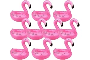 AcserGery Lot de 10 porte-gobelets gonflables en PVC - Motif flamant rose - Pour la piscine et la plage - Rose