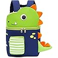 Dinosaur Toddler Backpack with Leash and Chest Strap for Boys Girls Harness Dinosaur Bag for Little Kids 2-6 Years Cute 3D Kindergarten School Bookbags for Boys Girls(Green Dinosaur)