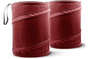 MAVORO Car Trash Can, Portable Garbage Bin, Collapsible Pop-up Water Proof Bag, Waste Basket Bin (Maroon/Red, 2 PACK)