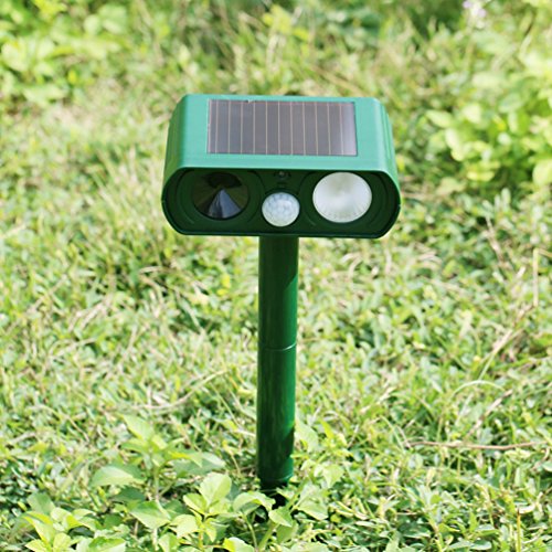 Everteco Solar Tiervertreiber Ultraschall Wasserdicht Hundeschreck Katzenschreck Marderschreck, Repeller Outdoor gegen Fuchs Hirsch Nagetier Eichhörnchen Stinktier Chipmunk, Schädlings-Vertreiber mit PIR-Sensor für Hof Garten Farm (1 Stück) - 6