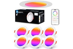 VARICART Downlight LED Empotrable Alexa, 6 x 10W RGB Ojos de Buey para Techo, Smart Foco Bluetooth, Control Inteligente Con Aplicación, Adecuado para Dormitorio, Salón