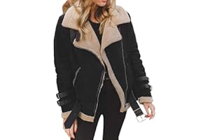 OVERDOSE MUJER OverDose Abrigos De Invierno De Las Mujeres Chaquetas De Gran TamañO Artificial De Lana Abrigo De Solapa Gruesa Solapa Biker Motor Aviador Chaqueta De Ocio Ropa De Abrigo