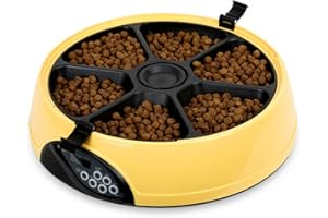 PETCUTE Comedero Automático Gatos Comedero Automático para Perros Dispensador Comida Gatos Alimentador automático de Mascotas 6 Veces/día