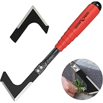 Couteau Désherbeur Manuel En Acier Inoxydable Avec Manche Bois – Outil Précis Pour Fissures, Allées, Terrasses Et Élimination Mauvaises Herbes & Mousse