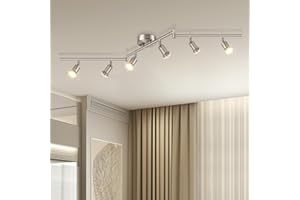 Dehobo Faretti LED da Soffitto Orientabili con 6 Luci - Lampadario da Soffitto Antiruggine Colore Nichel Sabbia per Plafoniera Soggiorno Camera da Letto - GU10 Lampadina Non Inclusa