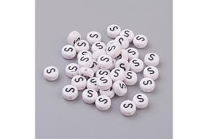 Handicraft Emporium Flat Round Alphabet Acrylic Beads | Approx 20g | S
