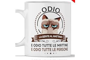 TEEDESIGN Tazze divertenti GATTO - Odio la gente al mattino. Il gadget regalo per la tazza con gatto più divertente, 350 milligrams