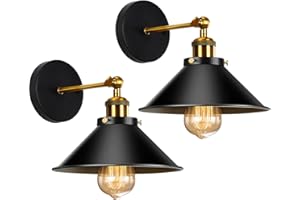 PETITES ECREVISSES 2 Piezas Aplique de Pared industrial Lámparas de Pared E27 Iluminación Interior Luz de Pareds ø22cm Metal Ajustable Lámparas para Salón Pasillo