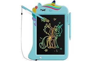 Genialba 8.8inch Unicorno LCD Tablet Schermo Colorato Tavola Da Scrittura Giocattoli per Bambini Imparare Giocattoli Educativi Regali per Compleanno di Natale Regali per 2 3 4 5 6 Anni Ragazze (Blu)