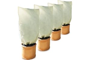 ZNDFTW 4PCS Plant Fleece Frost Protection Jackets (50gms 60cm x 80cm), Garden Fleece Frost Protection, Plant Cover for for Potted Plant Winter Plant Protection, from Birds and Insects