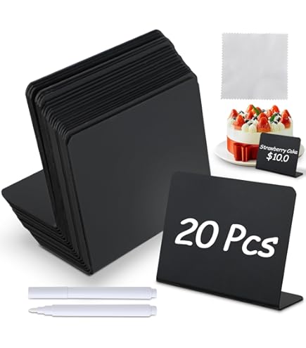 20 Mini Lavagnette Con Penna - Segnaposto Cancellabili Per Ristorante, Feste E Negozio