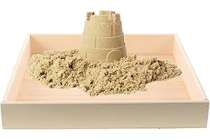 VICASKY Children's Sandbox Portable Sandbox Tray for Small Toys Tray Portable Entertainment Children Toy box Children Outdoor box Funny Toys Wooden Beige