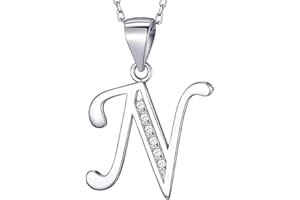 MASADA Collana in Argento 925 - Ciondolo Lettera Iniziale con Pietre Zircone - Iniziali Nome per Donna e Ragazza - Catena 46 cm Confezione Borsa in Velluto