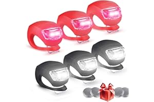 Chizea Bike Lights 6 LED Headlight Taillight Bike Lamp Set, Front and Rear Bicycle Lights Set with Waterproof Silicone Housing For Cycling Safety