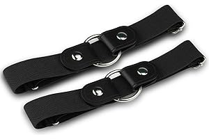Firschoie 2 Pièces Ceinture Extensible Sans Boucle, Élastique Invisible Unisexe Ajustable pour Femme Homme, Convient aux Jeans et Robes (Noir)