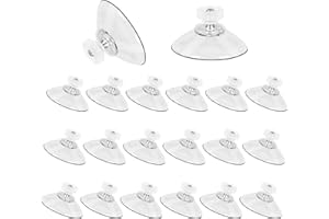 KOMINZZ 20Pcs Suction Cups Window Suckers for Glass 42mm M5 Threads Suction Pads Clear Plastic Sucker Pads Without Hooks for Decor Camping Car Caravan Kitchen Toothbrush Soap Suction Holder