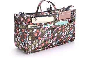 IGNPION Gedruckter Einsatz Handtasche Organizer 13 Taschen Erweiterbar Liner Bag Pouch Reißverschluss Tote Organizer Wickeltasche Einsatz mit Griff