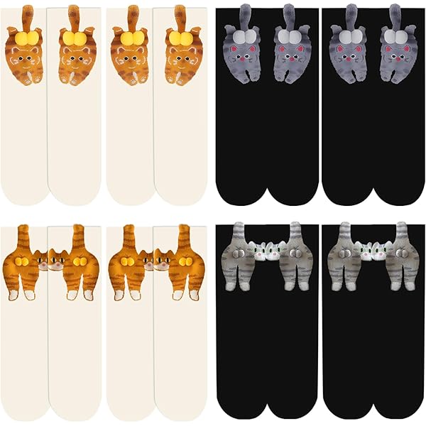 Chaussettes Fantaisie Femme 5 Paires De Chaussettes Animaux Femme 🐱 - Coton, Taille Unique, Drôles Et Confortables Chaussettes Paillettes