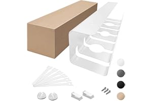 Oududianzi Cable Management Under Desk Tray - Sturdy Steel Wire Organiser for Office and Home - White