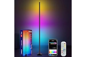 Plbriyu RGB LED Corner Floor Lamp, 55" Colour Changing Lamp,LED Floor Lamp,Corner LED Lamp,Corner Light with APP/Remote Control/Music Sync/DIY Colors,Mood Lighting for Living Room,Gaming Room