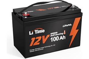 LiTime Bateria Litio 12V 100Ah con Calefacción Automática y Protección de Baja Temperatura, Bateria Lifepo4 con 4000+ Ciclos, 10 Años Vida y 1280W Potencia Carga, Baterias Solares con 100A BMS para RV