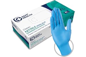 Safe Health Guanti Monouso da esame in Nitrile Blu Taglia XL | 90 pezzi | Senza polvere Senza lattice | Ipoallergenici Per alimenti Usa e getta Medico CE EN374 EN455 | 3,5 Mil