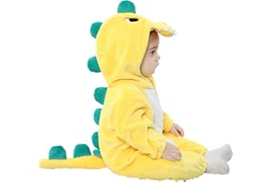 LOLANTA Baby Dinosaurier Drachen Kostüm mit Kapuze, Kinder Flanell Overall, Karneval Kostüm für Kleinkind