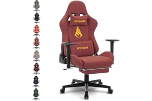 Symino Gaming Chair with Footrest, Ergonomic Computer Chair, Racing Design PC Chair, Vintage PU Leather Video Game Chair Office, Height Adjustable Rotating Desk Chairs