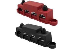 MOVKZACV Lot de 2 barres de distribution 12 V-48 V CC Busbar Bloc de distribution 250 A, 4 boîtes BusBar M8, boulons de bornage, module haute performance, bloc de distribution pour voiture, camping-car,