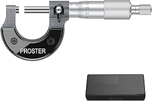 Proster Micrometro Meccanico 0-25mm Calibro Esterno Metrico Graduazione 0.01mm Alta Precisione per Misurazione Esterna