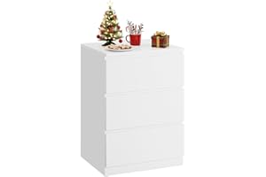 ‎VASAGLE VASAGLE Kailyn Kollektion - Nachttisch mit Steckdosenleiste, Beistelltisch, 3 Schubladen, 2 AC-Steckdosen, 2 USB-A-Anschlüsse, modern, wolkenweiß LET631W14