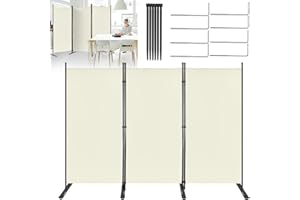 ‎AUFUN Aufun Paravent Trennwand Raumteiler Sichtschutz 275cm x 180cm Stellwand Sichtschutzwand Faltbar Verstellbar Raumteiler Innen und Außenbereich für Büros, Garten Balkon (Beige)
