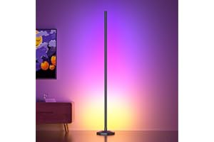 Buyya LED Stehlampe Wohnzimmer, 125cm RGB Standleuchte mit Fernbedienung und APP, Moderne Stehleuchte Dimmbar mit 16 Millionen Farben, Musik Sync, DIY-Modus, Lampe LED Ecklampe für Schlafzimmer