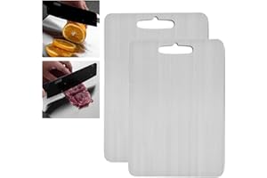 NEAMOU 2 Pack Titanium Cutting Board | Pure Titanium Chopping Board Set | Stainless Steel Chopping Boards | Multipurpose Double-Sided Metal Cutting Board for Kitchen