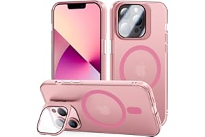 tigratigro Schutzhülle mit Ständer, kompatibel mit iPhone 13 Pro Max, Kameraschutz H9 aus gehärtetem Glas, durchsichtig, Rückseite aus Glas, Anti-Fingerabdruck, Samtgefühl (Sakura Pink)