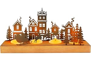 KAWAAN Portacandele per Corona Avvento,Porta Candela Natalizio Candele Decorative,Portacandela Natalizio in Metallo con Supporti Legno,Centrotavola Natalizio Avvento Candele,Portacandele Decorativo Natalizio