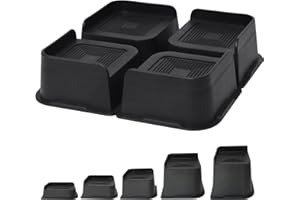 MYMULIKE Podnóżki do łóżka, 7,6 cm, wytrzymałe podstawy meblowe, do 2721 kg, w kształcie litery L, bloki na kanapę, biurko, sofę, stół, regał na książki, czarne, 4 szt