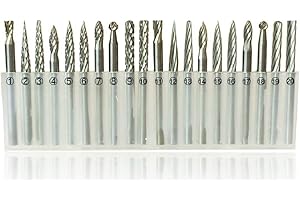 SHINA Lot de 20 fraises en carbure de tungstène de 1/8" CED, 3 mm, pour outils CNC, pour découper, graver, percer, pour les travaux de menuiserie et manuels