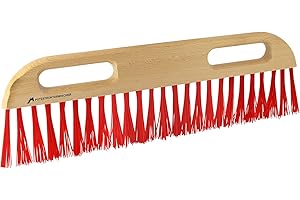 ASKON Putzstrukturwischer - Malerbedarf - Strukturwischer mit roter PET Besteckung und lackiertem Holzkörper - 50cm - mit Griffloch - Für kreative Putztechniken - Besenstrichtechnik